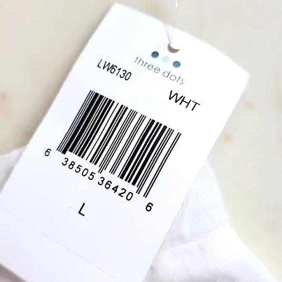 3 dots ••• white linen pompom shorts size large - Picture 2 of 10